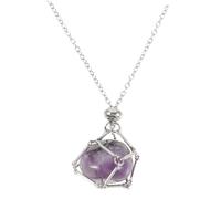TOVINANNA Natural Crystal Pendant Necklace Hollow Stone Holder Elegant Woven Design for Women Men Unique Fashion Jewelry Choice