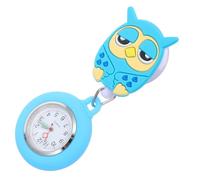 TOVINANNA Nurse Pocket Watch with Blue Silicone and Zinc Alloy Material Featuring Precision Quartz Movement and Press Button to Open, Cute Owl Design for Hospital and Medical Setting Use