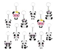 TOVINANNA Panda Key Rings and Keychain 12Pcs PVC Cartoon Bag Pendant Random Design for Boys and ’ Backpacks