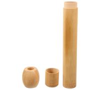 TOVINANNA Portable Bamboo Toothbrush Holder round Plastic Base, Lightweight and Smooth Grinding Design, for Office Desktop and Hotel Bathroom Use, Stylish and Rustic Travel Brush Holder