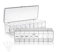 TOVINANNA Portable Cable Organizer Box Includes Label Stickers and Ties with Plastic Design 2 Pcs for Data Cable Storage for Keeping Workspace Neat and Versatile Use under Desk Transparent