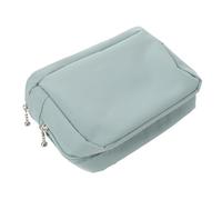 TOVINANNA Portable Makeup Brush Bag with Zipper - Multifunctional Blue Cosmetic Organizer for Travel, Standing Brush Holder and Toiletry Storage Case for Women