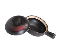 TOVINANNA Pottery Clay Cooking Pot Small Black-red Brush Pattern Traditional Household Gas Stove Compatible Casserole for Soup Rice Braised Dishes with Single Handle