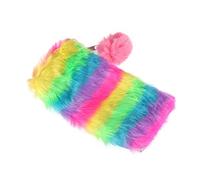 TOVINANNA Rainbow Plush Pencil Case Large Capacity Zipper Pouch for Stationery Cute and Soft Plush Design for Students and Artists for Organizing Pens and Items