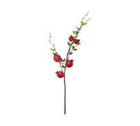 TOVINANNA Realistic No Pomegranate Flower Silk Artificial Red Branch, Easy to Clean with Fallen Leaves Autumnal Flower Ornament for Home Decoration Dining Room and Study