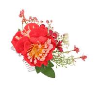 TOVINANNA Red Metal Flower Hair Side Combs for Women Lightweight Artificial Floral Bridal Clips Secure Barrettes for Weddings Parties Bridesmaids Elegant Hair Accessories for Updos