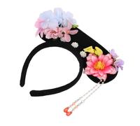 TOVINANNA Retro Hanfu Headband with Artificial Flowers Qing Dynasty Royal Court Hair Hoop Traditional Chinese Princess Hairband for Women and Lightweight Vintage Hair Accessory for Costume