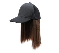 TOVINANNA Reusable Beanie Hat Wig in Black with High Temperature Fiber Material, Can be Tied into Ponytail, Fashionable and Realistic Short Straight Wig for Women Hair Accessories