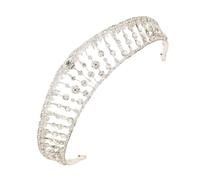 TOVINANNA Rhinestone Crown Headband for Bride and Bridesmaid with Fine Workmanship and Convenient to Wear, Silver Luxury Hair Accessory for Wedding and Advertising Events