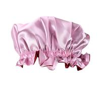 TOVINANNA Satin Sleeping Cap Elastic Hair Protection Double-Layer Soft Satin Sleep Hat for Babies with Lace Edge Pink, Hair Care Shower Cap for Home and Travel