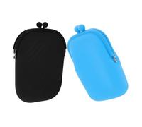 TOVINANNA Silicone Coin Purse and Small Change Pouch for Women, Multipurpose Cubic Mini Wallet Bag, Portable Storage for Travel and Shopping, Set of 2 Blue and Black