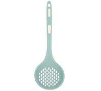 TOVINANNA Silicone Colander Spoon with Long Handle Heat-Resistant Strainer Ladle for Kitchen Food Draining Suitable for Noodles Wontons Dumplings Ergonomic Grip Lake Blue