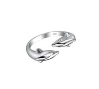TOVINANNA Silver Open Dolphin Finger Ring Double Dolphin Design Stylish Jewelry for Women Festive Occasion Accessory