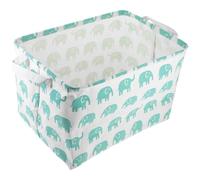 TOVINANNA Square Canvas Storage Basket with Handles Multi-Function Home Storage Container for Sundries ’ Room Organizer in Blue Elephant Pattern Random Color Random Color