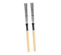 TOVINANNA Steel Wire Drum Brushes Providing Natural Sound and Spring Back Effect for with Wooden Handles 2pcs for Jazz Drum Set for Drummers and Beginner Percussionists