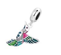 TOVINANNA Sterling Silver Bird Bead Charm Pendant for Necklace Making Colorful Enamel Kingfisher Design Cute Animal Jewelry Accessory for DIY Bracelets and Stylish