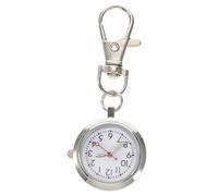 TOVINANNA Students Exam Watch Keychain Large Dial Pocket Watch Silver Alloy Simple Appearance Portable Easy to Carry with Built-in Button Battery for School and Birthday
