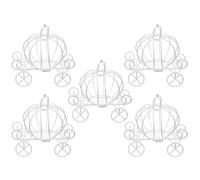 TOVINANNA Sweet Treat Carriage Candy Boxes 5Pcs White Metal Pumpkin Cart Shape Candy Holders for Wedding and Holiday Party