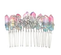 TOVINANNA Three-moon Pattern Hair Comb for Women and Brides, Handmade with Fine Workmanship, Zinc Alloy and Crystal Materials, DIY Hair Accessory for Bridal and Special Occasions