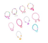 TOVINANNA Unicorn Ice Cream Bead String Bracelet for Kids Colorful Cartoon Wrist Chain Rose and Star Charms 10-Piece Set