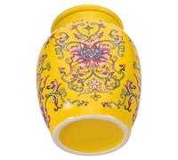 TOVINANNA Vintage Ceramic Ginger Jar Coffee Canister with Airtight Lid, round Yellow Porcelain Tea Caddy for Kitchen Storage and Housewarming Parties, Elegant Oriental Design