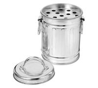 TOVINANNA Vintage Galvanized Iron Ash Can with Lid Compact Desk Trash Can in Bucket Shape Multi-purpose and Easy to Clean Tabletop Garbage Bin for Home or Office Use