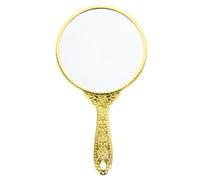 TOVINANNA Vintage Handheld Makeup Mirror with Ergonomic Abs Rose Handle, Compact Golden Portable Cosmetic Mirror for Women and Family Use