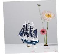 TOVINANNA Vintage Wooden Sailing Ship Model Nautical Sailboat Ornament Home Decor for Living Office Bar Creative Wood Craft with Fabric Sails Gift for Holidays and Special Occasions