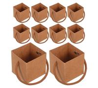 TOVINANNA Waterproof Kraft Paper Flower Wrapping Bags with Handle 2.5X2.5" for Succulent Plants, Keeps Plant Roots Stable, 50pcs Potted Plant Paper Bags