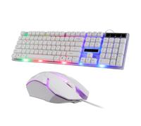 TOVINANNA Wired Keyboard and Mouse Set White with 104 Buttons and USB Connector, Abs Material, Colorful LED Breathing Light, Floating Keycap Design, Convenient to Use for Gaming Experience
