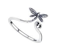 TOVINANNA Women Dragonfly Heart Shape Ring Sterling Silver Fashion Jewelry for Parties and Everyday Wear for Girlfriends Chic and Comfortable Finger Decor