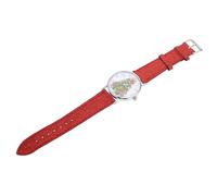 TOVINANNA Women's Watch Xmas Tree Pattern Watch Red Leisure Bright Leather Strap for Ladies Students Women