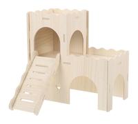 TOVINANNA Wood Hamster Ladder House for Rat and Chinchilla, DIY Paintable Wooden Wave Castle with Comfortable Ladder Design, Indoor Hideout for Small Pets