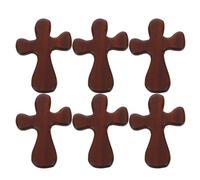 TOVINANNA Wooden Cross: 6pcs Small Wooden Pocket Crosses Fidget - Portable Handheld Cross My Heart Clinging And Praying Prayer Palm Size