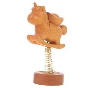TOVINANNA Wooden Rocking Horse Figurine 2026 Year of the Horse Zodiac Sculpture with Ingot Fengshui Ornament for Chinese New Year Home Décor and Lunar Festival Celebration