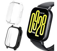 ToVioc 2 Pack Protective Case for Xiaomi Redmi Watch 5 Active Cover [Anti-scratch] [Flexible TPU] Case with Screen Protector for Xiaomi Redmi Watch 5 Active - Black & Transparent