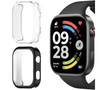 ToVioc 2 Pack Protective Case for Xiaomi Redmi Watch 6 Cover [Anti-scratch] [Flexible TPU] Case with Screen Protector for Xiaomi Redmi Watch 6 - Black & Transparent