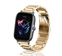 ToVioc 20mm Watch Strap for Amazfit Active 2 Square/2/1, Bip 3/3 Pro, Elegant Classic Stainless Steel Metal Replacement Watch Strap for Amazfit GTS 4/4 Mini/3/2/2e/2 Min - Gold