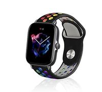 ToVioc 20mm Watch Strap for Amazfit Active 2 Square/2/1, Bip 3/3 Pro, Sport Silicone Replacement Watch Strap for Amazfit GTS 4/4 Mini/3/2/2e/2 Mini - Black