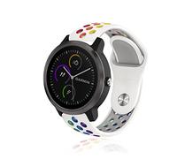 ToVioc 20mm Watch Strap for Garmin Vivoactive 6/Vivoactive 5/Approach J1, Sport Silicone Replacement Watch Band for Garmin Forerunner 570 42mm/Forerunner 165 - White