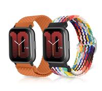 ToVioc Nylon Watch Strap for Amazfit Active 3 Premium/Active 2 Square/Active2/Bip 3, 20mm Elastic Breathable Sport Replacement Watch Band for Amazfit GTS 4/GTS 4 Mini - Orange & Official Rainbow