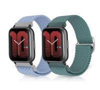 ToVioc Nylon Watch Strap for Amazfit Active 3 Premium/Active 2 Square/Bip 3 Pro, 20mm Elastic Breathable Sport Replacement Watch Band for Amazfit Cheetah 2 Pro/Square - Rock Blue & Cactus