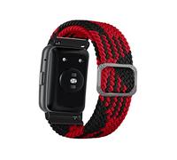 ToVioc Nylon Watch Strap for Huawei Watch Fit New/Elegant/SE, Strap Adjustable Elastic Breathable Sport Watch Band for Huawei Watch Fit SE/Elegant/New - Red Black
