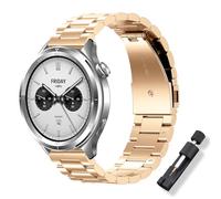 ToVioc Strap for Xiaomi Watch 5/2/S4/S4 Sport/S3/Redmi Watch 5 Active/Mi Watch, 22mm Elegant Stainless Steel Metal Watch Bnad for Amazfit Bip 6/Active Max/Balance 2/T-Rex 3 Pro 48mm - Rose gold