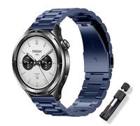 ToVioc Strap for Xiaomi Watch 5/2/S5/S4/S3/Redmi Watch 5 Active/Mi Watch, 22mm Elegant Stainless Steel Metal Watch Bnad for Amazfit Bip 6/Active Max/Balance 2/T-Rex 3 Pro 48mm - Blue