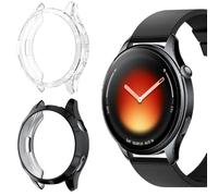 ToVioc TPU Case for Xiaomi Watch 5 - Black & Transparent | [2 Pack] Anti-scratch Protective Cover, Flexible TPU Case with Screen Protector for Xiaomi Watch 5