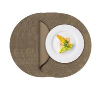 ToVioc Washable Leather Round Placemats, Non-Slip Place Mats for Table, Kitchen, Restaurant & Office, Floral Design Table Mats Set of 4 (34 cm Diameter) - Apricot