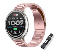 ToVioc Watch Strap for Amazfit Active 3 Premium/Active 2 Square/Active2/Bip 3 Pro, 20mm Elegant Classic Stainless Steel Metal Replacement Watch Strap for Garmin Vivoactive 6/Approach J1 - Pink
