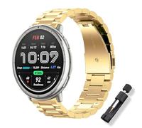 ToVioc Watch Strap for Amazfit Active 3 Premium/Active 2 Square/Active2/Bip 3 Pro, 20mm Elegant Classic Stainless Steel Metal Replacement Watch Strap for Garmin Vivoactive 6/Approach J1 - Gold