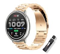 ToVioc Watch Strap for Amazfit Active 3 Premium/Active 2 Square/Cheetah 2 Pro, 20mm Elegant Classic Stainless Steel Metal Replacement Watch Strap for Garmin Vivoactive 6/Forerunner 170 - Rose Gold